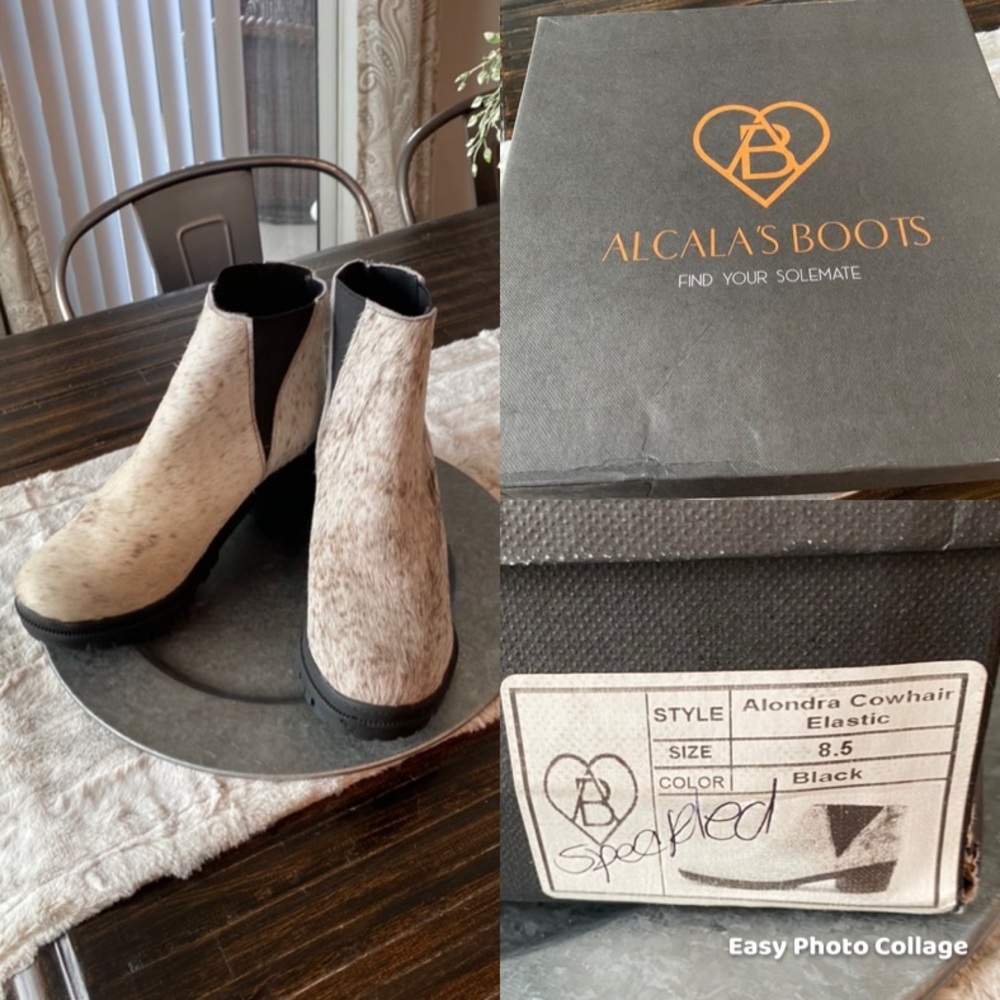 Alcala’s “Alondra” Cowhair Boots NIB